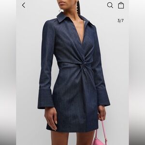 cinq a sept McKenna Twisted Denim Long Sleeve Mini Dress